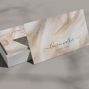 Elegant Glitter Satin Makeup och Hair Visitkort