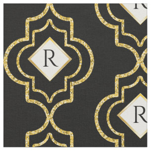 Elegant Glitter Se svart   Guld marockanska platta Tyg