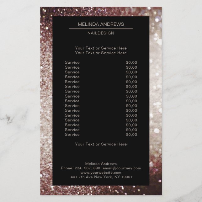 Elegant Glitter Silber Rost Flyer (Framsidan)