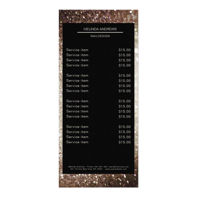 Elegant Glitter Silver Guld Reklamkort (Framsidan)