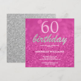 Elegant Glitter Silver Rosa Calligraphy Birthday