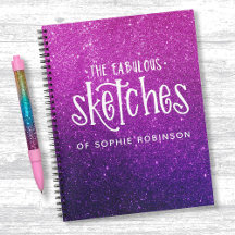 Elegant Glitter Sketchbook Lila Rosa