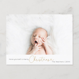 Elegant Glitter-skript, julfotfoto för Helgdag Vykort