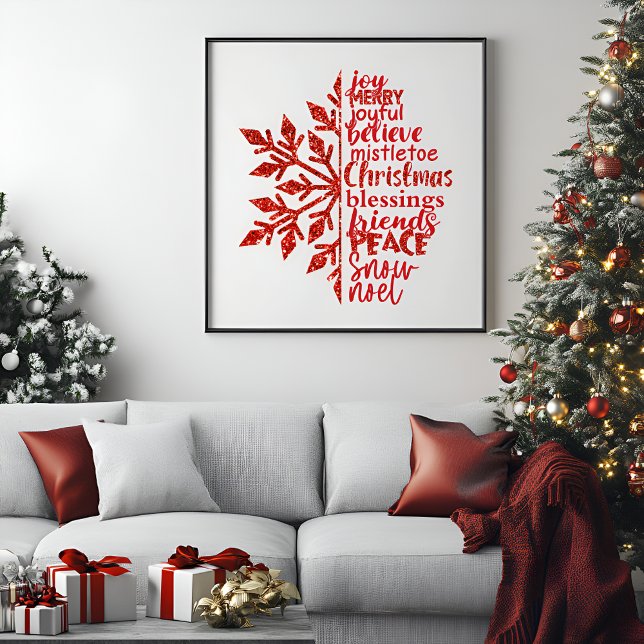 Elegant Glitter Snowflake-jultypografi Poster (Skapare uppladdad)