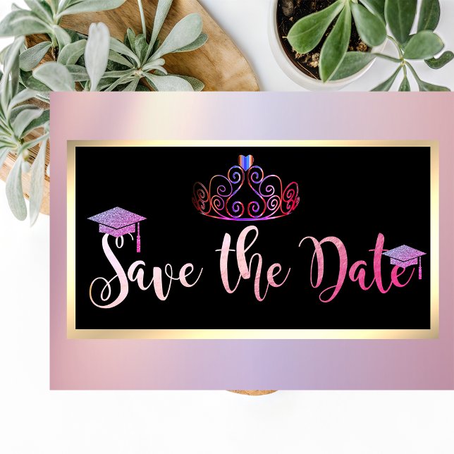 Elegant glitter, tiara examen Save The Date Spara Datumet (Skapare uppladdad)