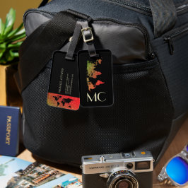 Elegant Glitter Travel World Map Monogrammed Name Bagagebricka