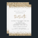 Elegant Glitter Trettionde Party Inbjudningar<br><div class="desc">Inbjudan till trettiopartsmötet i elegant Glitter i Guld. Glam guld faux glitter konetti gräns ligger överst och grund och även på baksidan. Trettionde är en modern handstil stil. Anpassa enkelt resten av texten till din egen.</div>