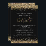 Elegant Glitter Trettionde Party Svarta havet vid  Inbjudningar<br><div class="desc">Elegant Guld Glitter,  trettionde Party-inbjudan till svart telefoni. Glamoröst guld faux glitter konetti gräns ligger överst och grund och även på baksidan. Trettionde är en modern handstil stil. Anpassa enkelt resten av texten till din egen.</div>