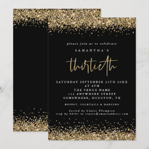 Elegant Glitter Trettionde Party Svarta havet vid  Inbjudningar