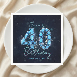 Elegant Glitter Turkos Ädelsten 40-årsdag Pappersservett