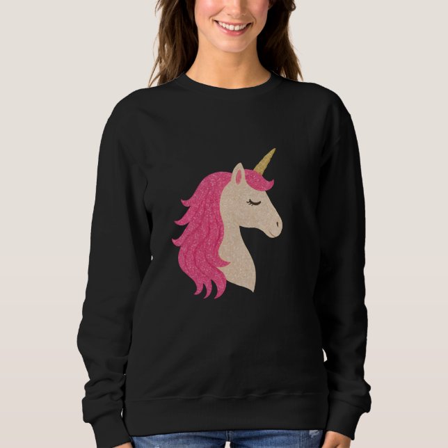Elegant Glitter Unicorn with Sparkle Style T Shirt (Framsida)