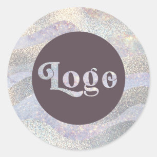 Elegant glitter vattenfärg vinkar logotyp runt klistermärke