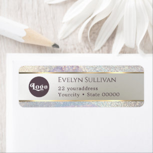 Elegant glitter vattenfärg vinkar returadress etikett