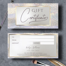 Elegant glitter-vattenfärgscertifikat vinkar gåva