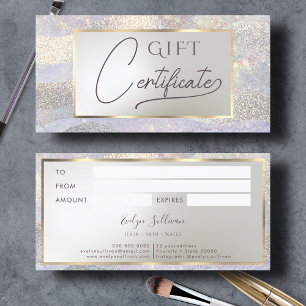 Elegant glitter-vattenfärgscertifikat vinkar gåva