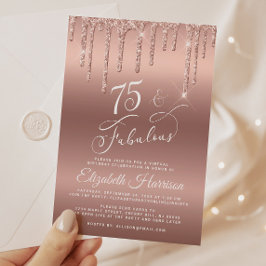 Elegant Glitter Virtuella Födelsedagsfesten 75:e Inbjudningar