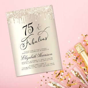 Elegant Glitter, Virtuella Födelsedagsfesten 75:e Inbjudningar