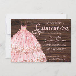 Elegant Glitter Wood Quinceañera Inbjudningar