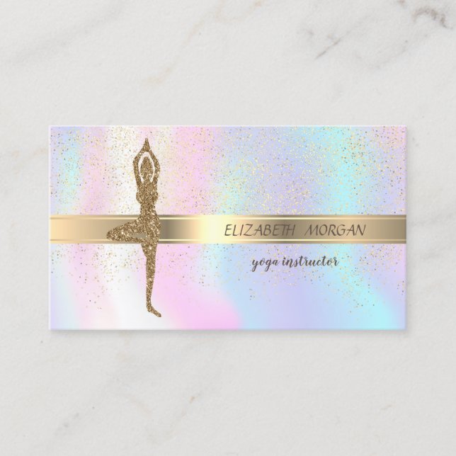 Elegant glitter yogaj Mädchen,konfetti,holografisk Visitkort (Framsida)