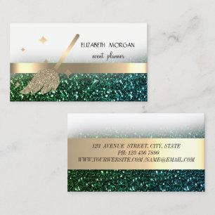 Elegant glitterig bokeh, guldrandig kvast visitkort