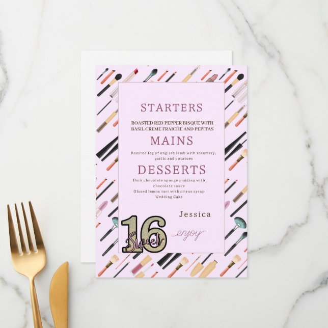 Elegant Glittering Beauty Makeup Verktyg Meny (Fram/Back In Situ)