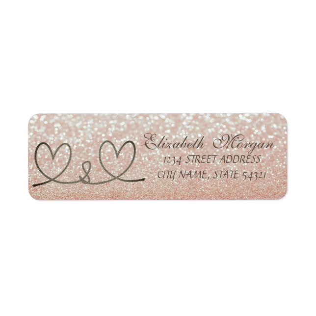 Elegant Glittery Bokeh,Rope Hearts Address Label Returadress Etikett (Framsidan)