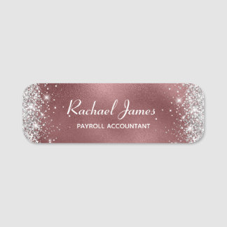 Elegant Glittery Ro Gold Foil Namn bricka Namnbricka