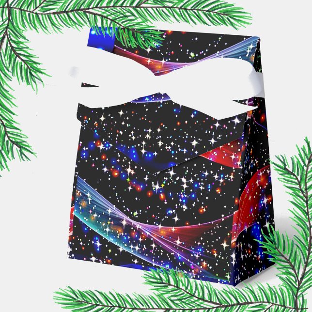 Elegant Glittery Stars, Blue, Red Rosa Julafton Presentaskar (Skapare uppladdad)