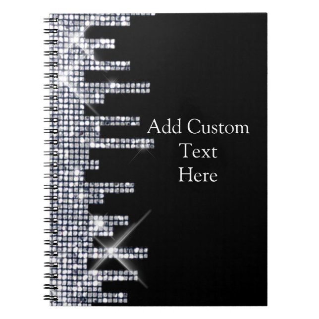 Elegant Glittery svart-/silverglamour Anteckningsbok (Framsidan)
