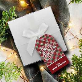 Elegant Glittrande Rutig God Jul Presentetikett