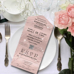 Elegant Glitzy Sparkly Silver Rosa QR-kod