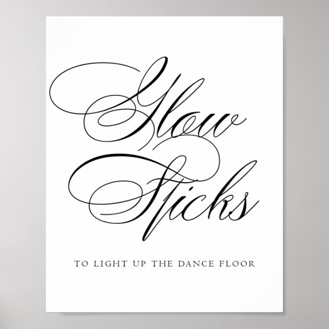 Elegant Glow Sticks Black Calligraphy | CHIC BORD Poster (Framsidan)