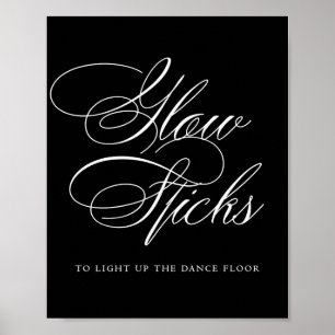 Elegant Glow Sticks White Calligraphy CHIC BORD Poster