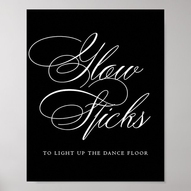 Elegant Glow Sticks White Calligraphy | CHIC BORD Poster (Framsidan)
