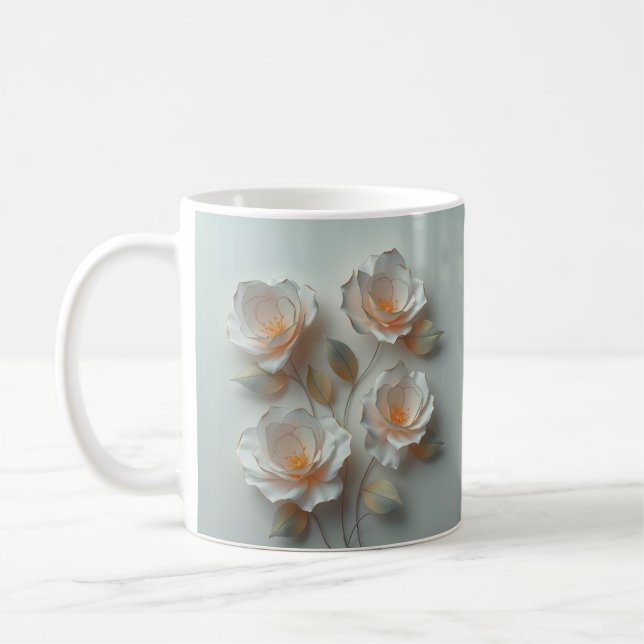 Elegant Glowing 3 D Flowers Kaffemugg (Vänster)