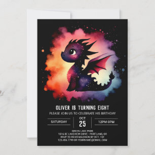 Elegant Glowing Dragon Birthday Inbjudningar