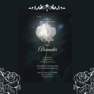 Elegant Glowing Flower Dark Floral Vintage Wedding Inbjudningar