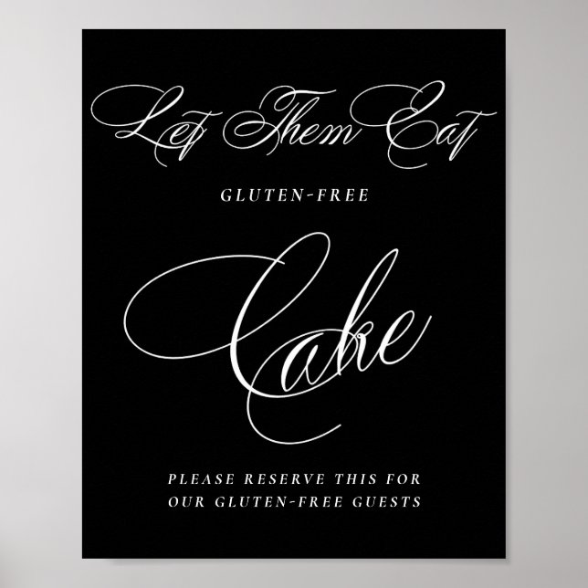 Elegant Gluten Free Cake White Calligraphy | BORD Poster (Framsidan)