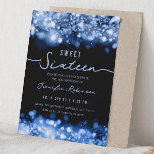Elegant gnistljus Sweet Sixteen marinblå Inbjudningar