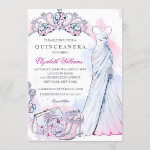 Elegant Gnistra Crystal Gown Quinceanera Inbjudan