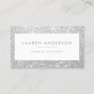 Elegant Gnistra och Shine Silver Glitter Salon Visitkort