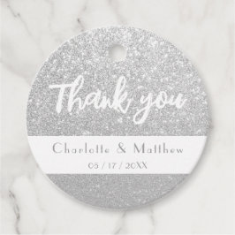 Elegant Gnistra Silver Glitter Bröllop Gåvor Etiketter