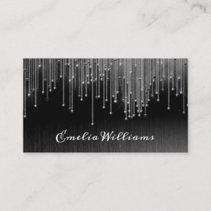 Elegant Gnistra Vit Crystal Rhinestone Black Visitkort