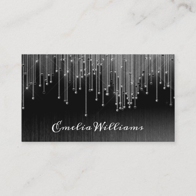 Elegant Gnistra Vit Crystal Rhinestone Black Visitkort (Framsida)
