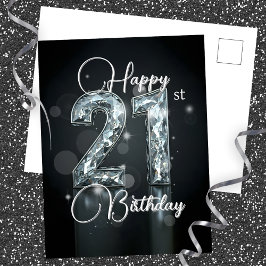 Elegant gnistrande diamantprydd 21-årsdag vykort