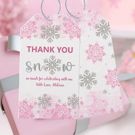 Elegant Gnistrande Rosa Glitter Tack Snö Mycket Presentetikett