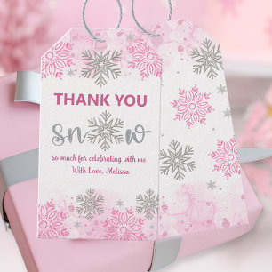 Elegant Gnistrande Rosa Glitter Tack Snö Mycket Presentetikett