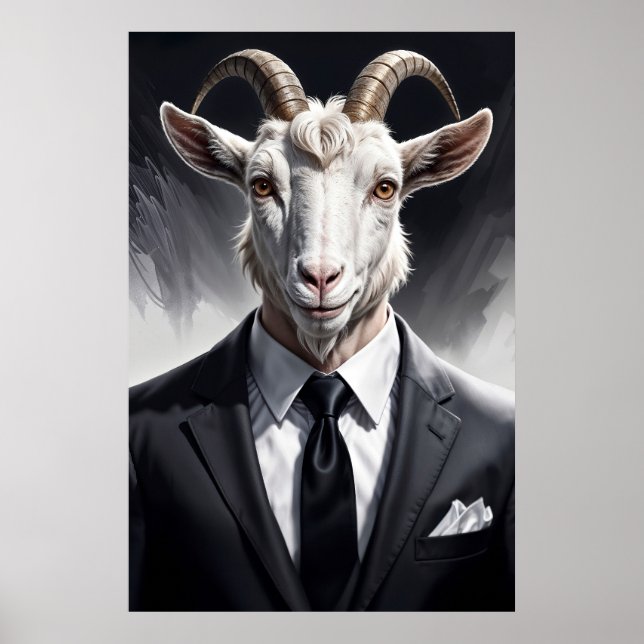 Elegant goat gentleman in formal portrait scene poster (Framsidan)