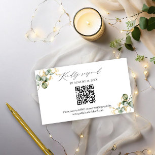 Elegant God Greenery Bröllop QR Online OSA kort