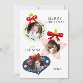 Elegant God jul 3-fotofamiljkort Julkort